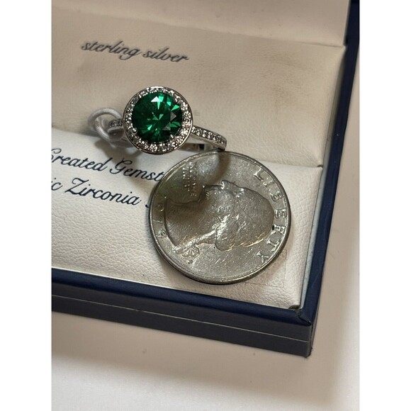 Olivia And Jackson Sterling Silver Lab Created Green Gemstone CZ Ring Sz 7 New - Picture 5 of 10